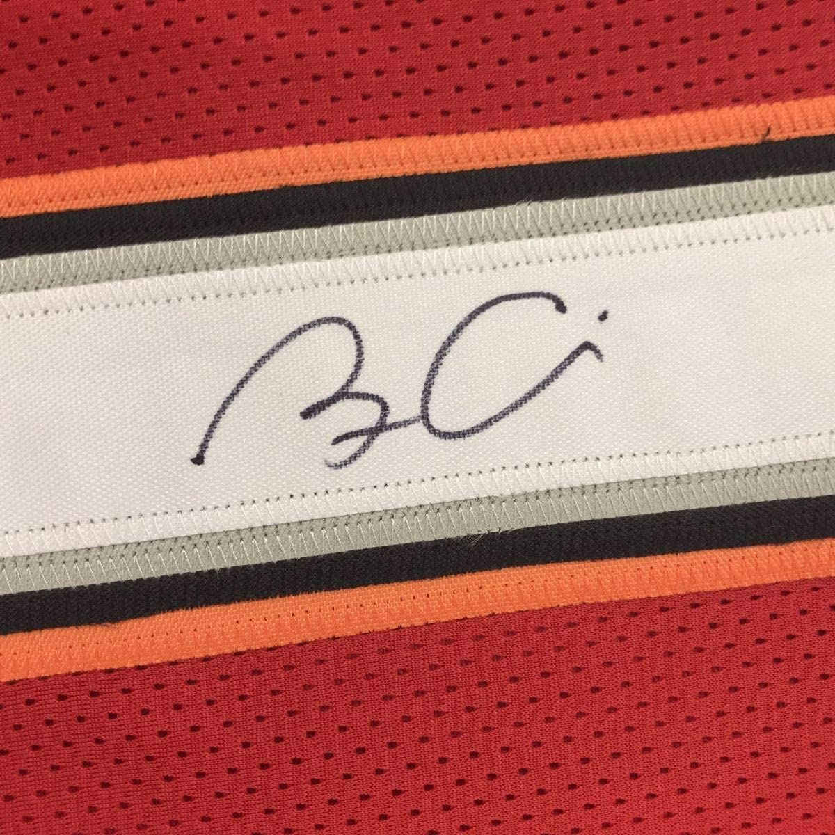 Framed Autographed/Signed Bruce Arians 33x42 Tampa Bay Red Football Jersey Beckett BAS COA