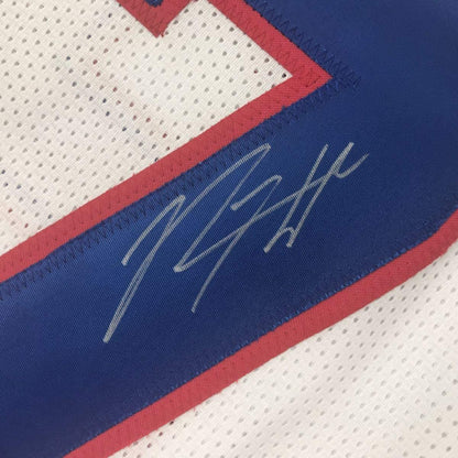 Framed Autographed/Signed Rodney Hampton 33x42 New York White Football Jersey PSA/DNA COA