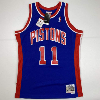Autographed/Signed Isiah Thomas Detroit Blue Authentic Swingman Mitchell & Ness Basketball Jersey Fanatics COA