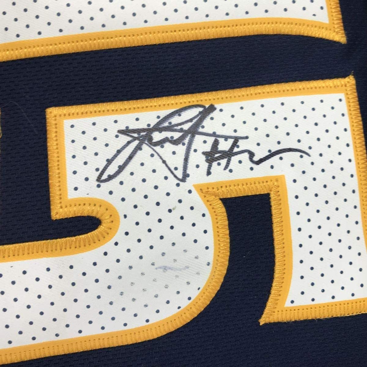 Framed Autographed/Signed Nikola Jokic 33x42 Denver Blue Basketball Jersey PSA/DNA COA