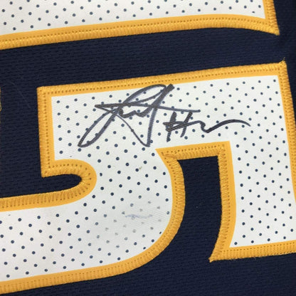 Framed Autographed/Signed Nikola Jokic 33x42 Denver Blue Basketball Jersey PSA/DNA COA