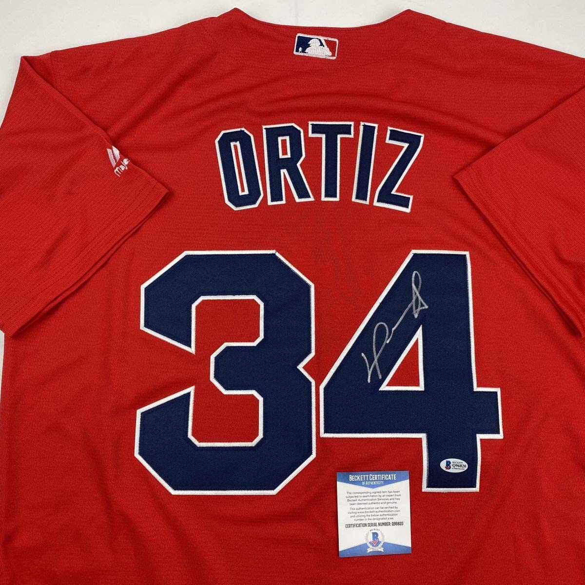Autographed/Signed David Ortiz Boston Red Baseball Jersey Beckett BAS COA