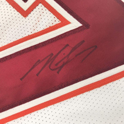 Framed Autographed/Signed Michael Mike Vick 33x42 Virginia Tech White College Football Jersey JSA COA