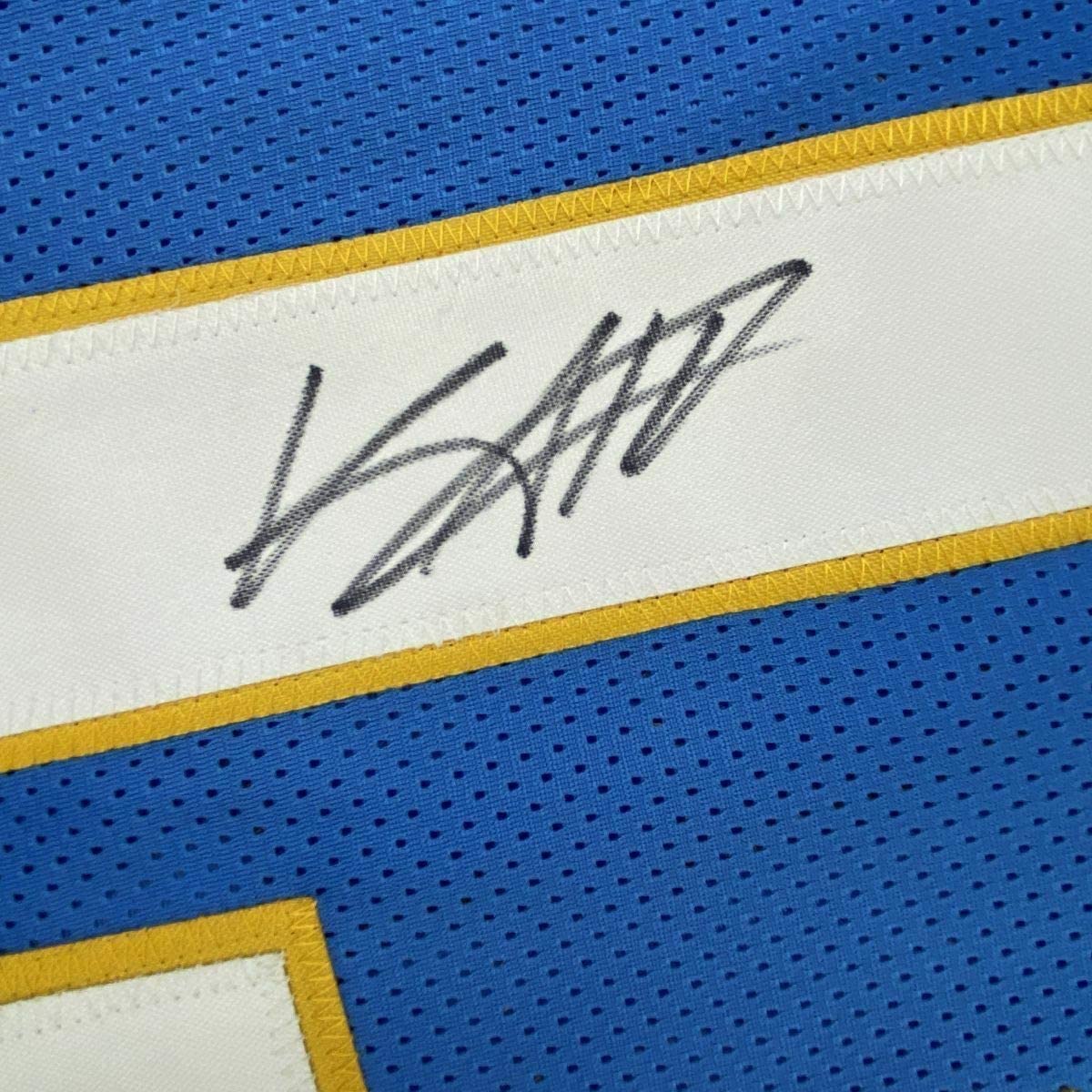 Framed Autographed/Signed Keenan Allen 33x42 Los Angeles LA 2020 Powder Blue Football Jersey JSA COA