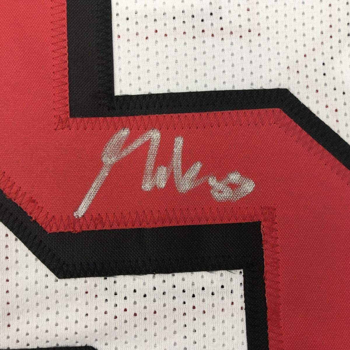 Framed Autographed/Signed George Kittle 33x42 San Francisco White Football Jersey JSA COA