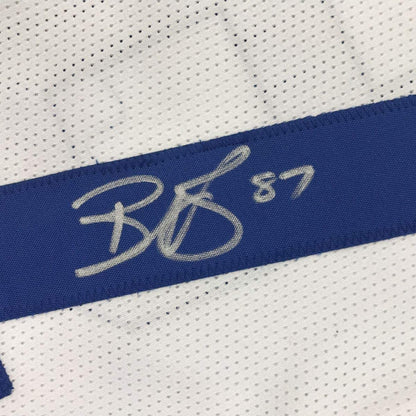 Framed Autographed/Signed Reggie Wayne 33x42 Indianapolis White Football Jersey JSA COA