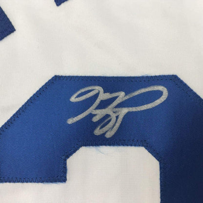Framed Autographed/Signed Mike Piazza 33x42 New York NY White Baseball Jersey Beckett BAS COA