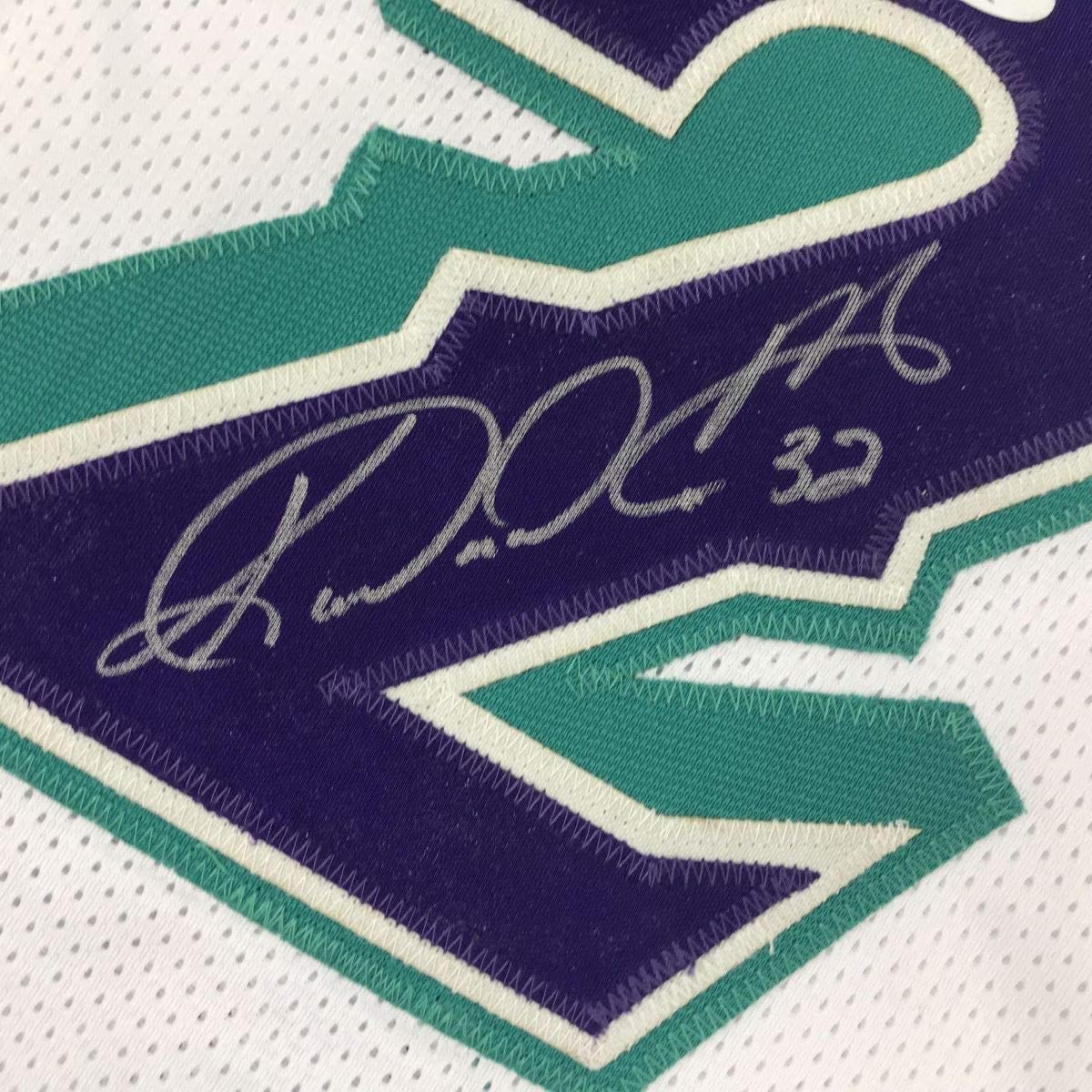 Framed Autographed/Signed Karl Malone 33x42 Utah White Basketball Jersey PSA/DNA COA
