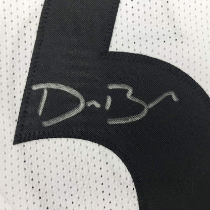 Framed Autographed/Signed Devin Bush 33x42 Pittsburgh White Football Jersey JSA COA
