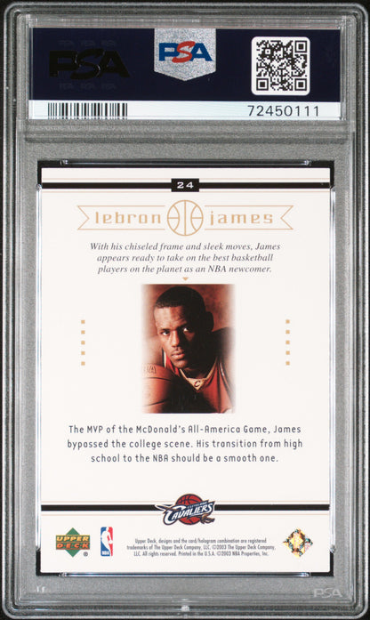 Graded 2003-04 Upper Deck LeBron James #24 Box Set Rookie RC Basketball Card PSA 10 Gem Mint