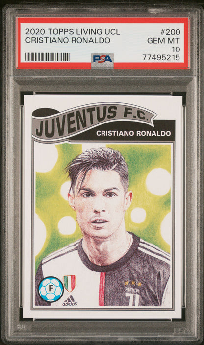 Graded 2020 Topps Living Cristiano Ronaldo #200 UEFA Champions League Soccer Card PSA 10 Gem Mint