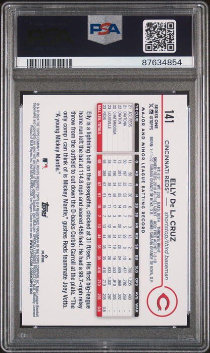 Graded 2024 Topps Elly De La Cruz #141 Rookie RC Baseball Card PSA 9 Mint