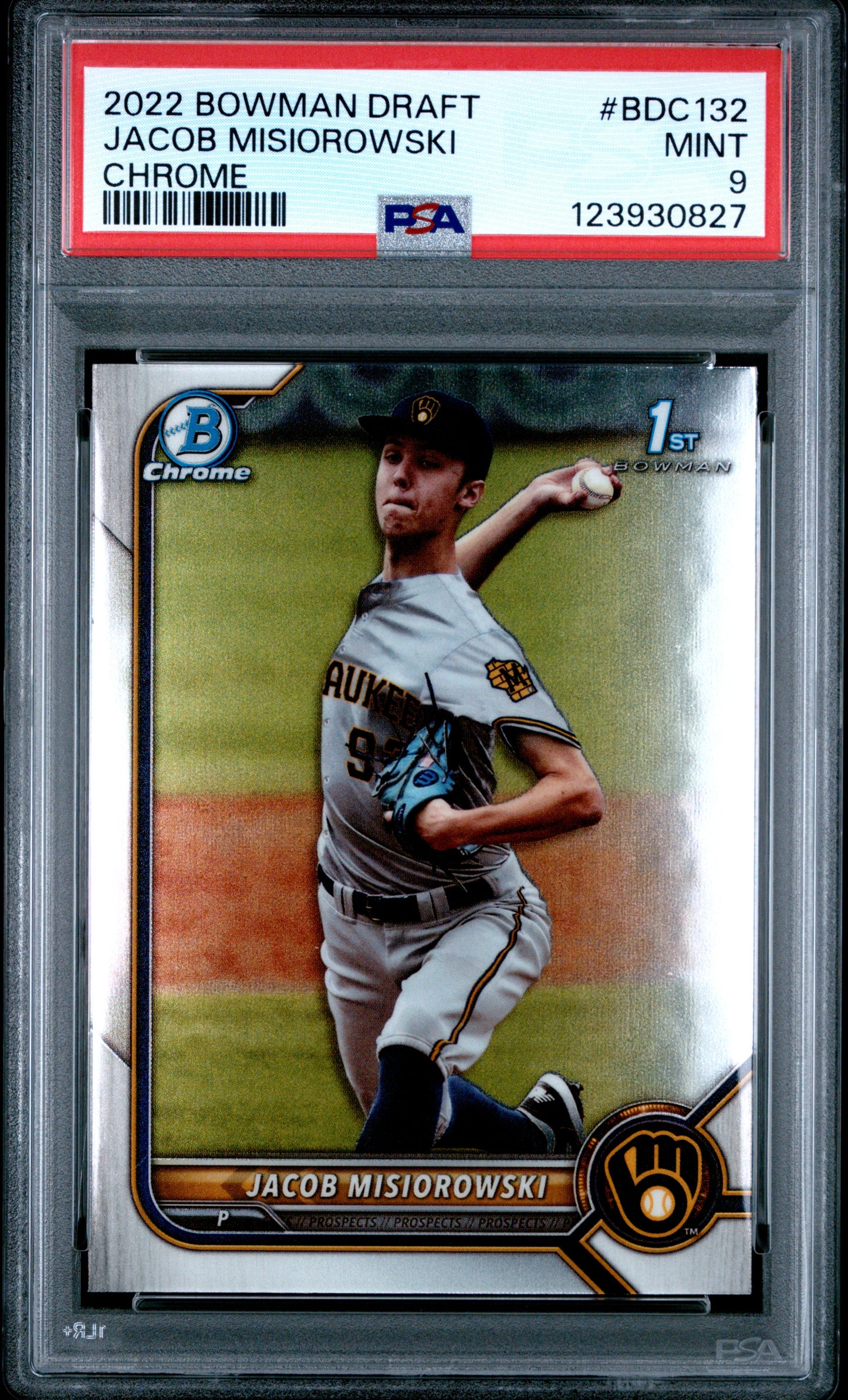Graded 2022 Topps Bowman Draft Jacob Misiorowski #BDC132 Chrome Rookie RC Baseball Card PSA 9 Mint