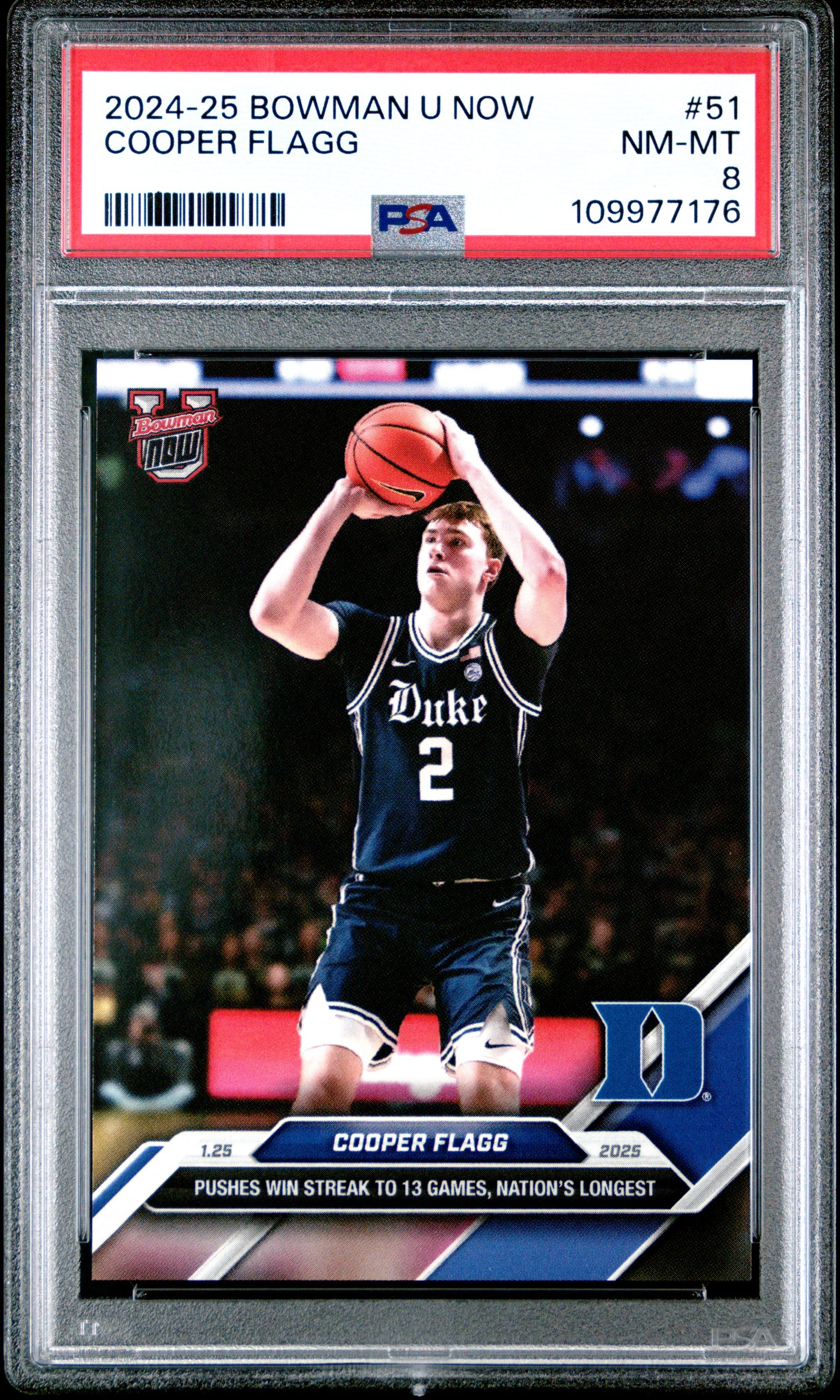 Graded 2024 Topps Bowman U Now Cooper Flagg #51 Rookie RC Basketball Card PSA 8 Near Mint