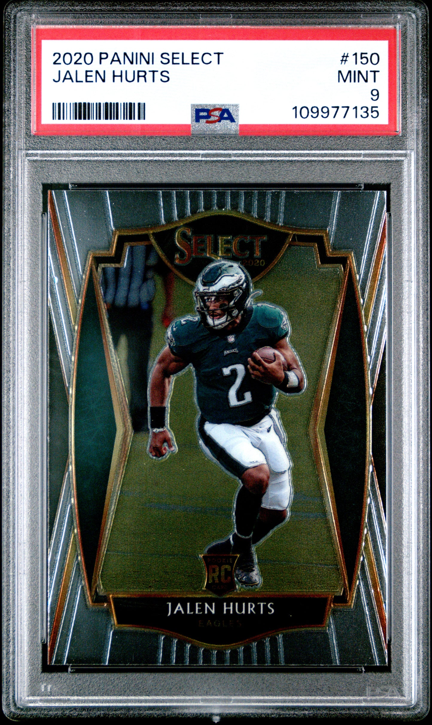 Graded 2020 Panini Select Jalen Hurts #150 Rookie RC Football Card PSA 9 Mint