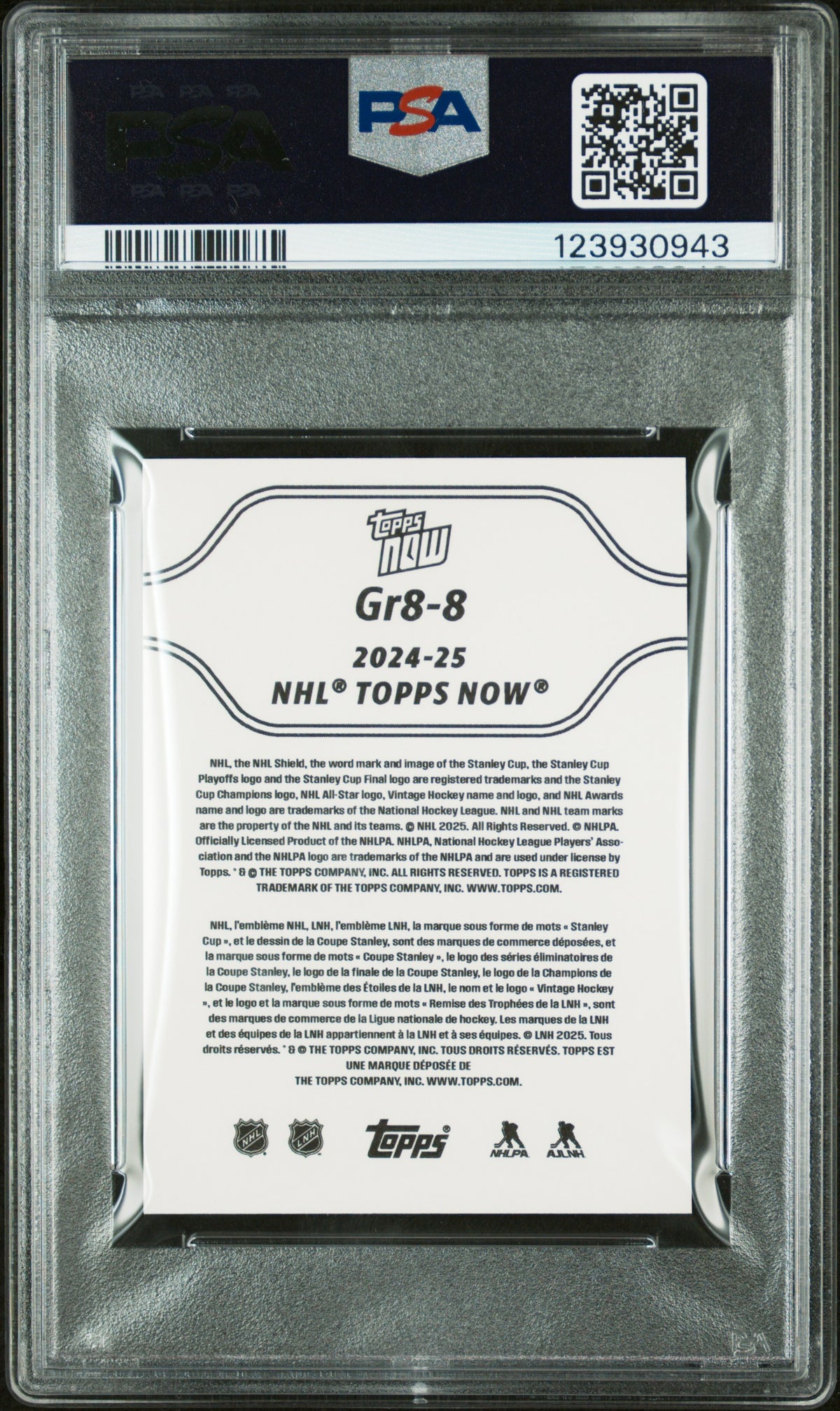 Graded 2024 Topps Now Alex Ovechkin #8 The GR8 Chase Sticker Hockey Card PSA 8 Near Mint