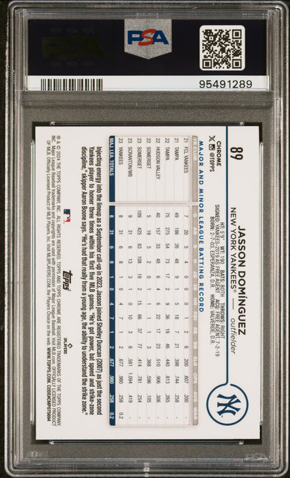 Graded 2024 Topps Chrome Jasson Dominguez #89 Rookie RC Baseball Card PSA 10 Gem Mint