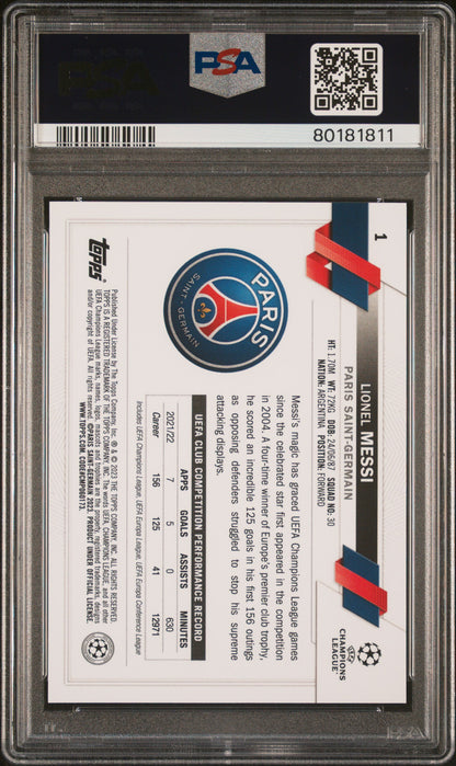Graded 2022 Topps Chrome UCC Lionel Messi #1 Soccer Card PSA 10 Gem Mint