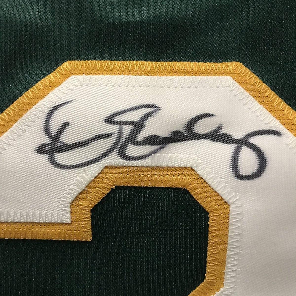 Framed Autographed/Signed Dennis Eckersley 33x42 Oakland Green Baseball Jersey JSA COA