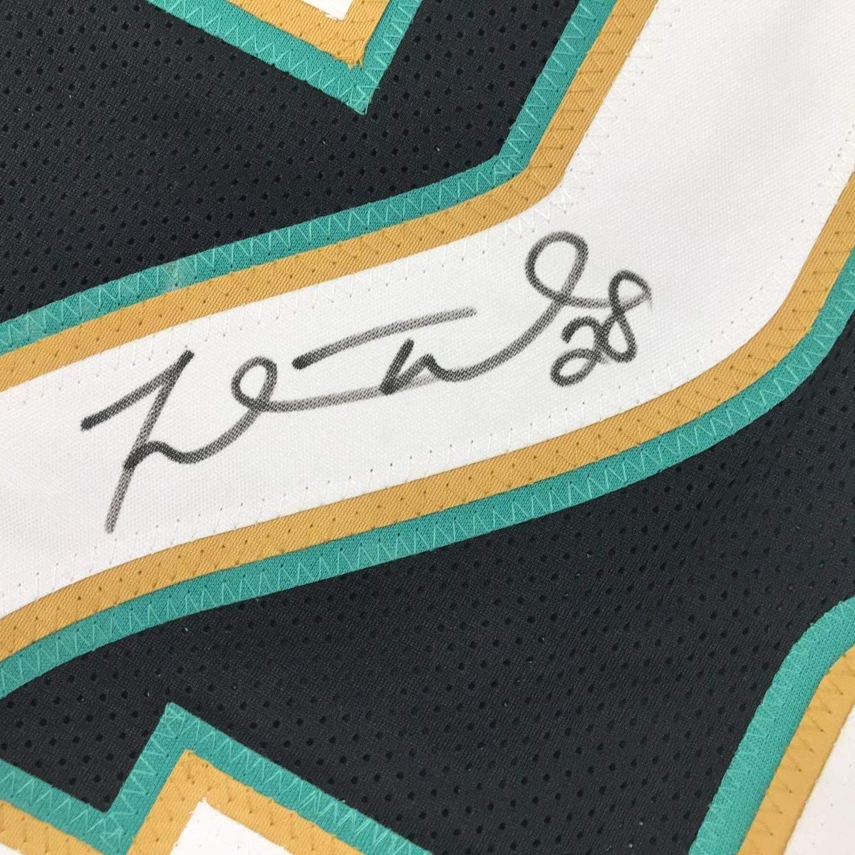 Framed Autographed/Signed Fred Taylor 33x42 Jacksonville Black Football Jersey JSA COA