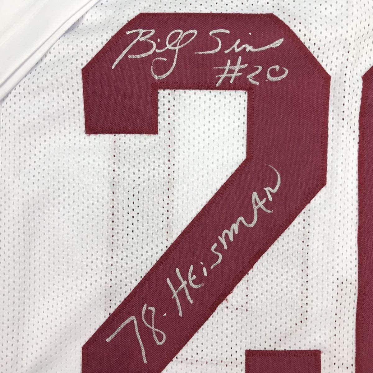 Framed Autographed/Signed Billy Sims 78 Heisman 33x42 Oklahoma White College Football Jersey JSA COA