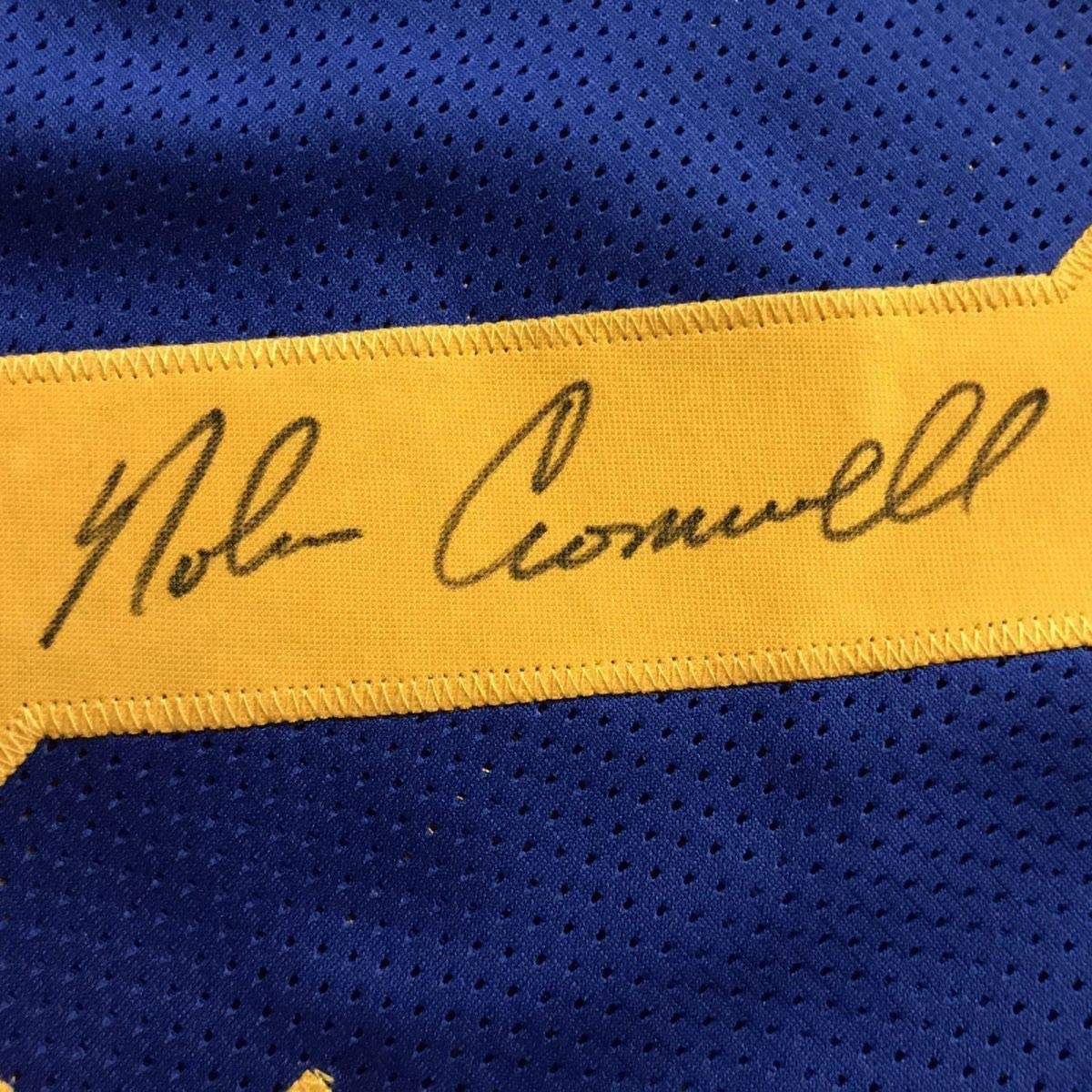 Framed Autographed/Signed Nolan Cromwell 33x42 Los Angeles LA Rams Blue Football Jersey JSA COA