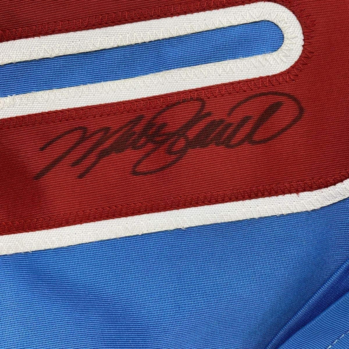 Framed Autographed/Signed Mike Schmidt 33x42 Philadelphia Retro Blue Baseball Jersey GTSM COA Hologram Only