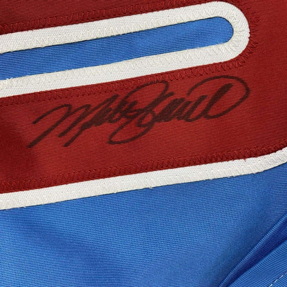 Framed Autographed/Signed Mike Schmidt 33x42 Philadelphia Retro Blue Baseball Jersey GTSM COA Hologram Only