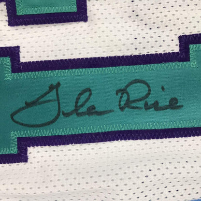 Framed Autographed/Signed Glen Rice 33x42 Charlotte White Basketball Jersey PSA/DNA COA