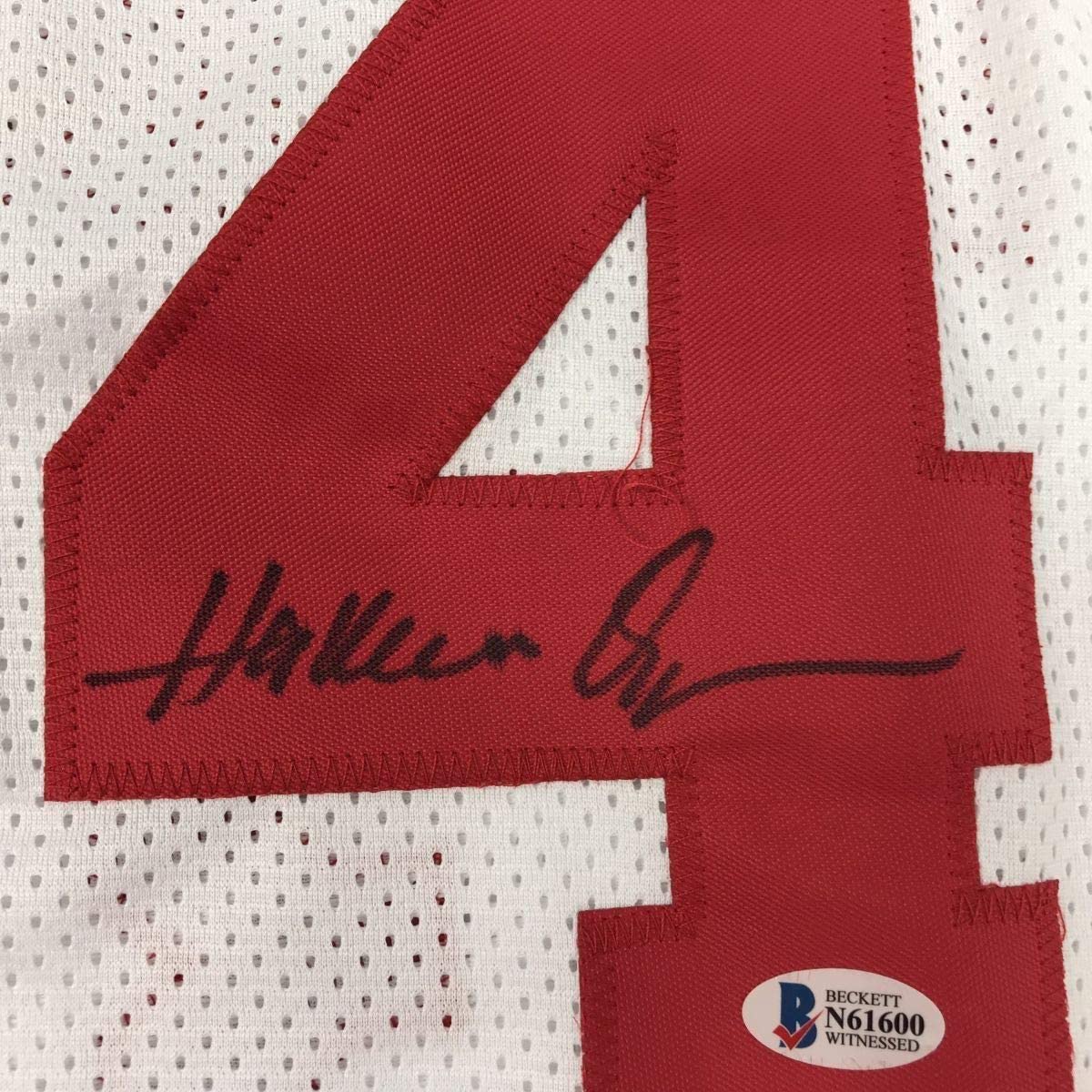 Framed Autographed/Signed Hakeem Olajuwon 33x42 Houston White Basketball Jersey Beckett BAS COA