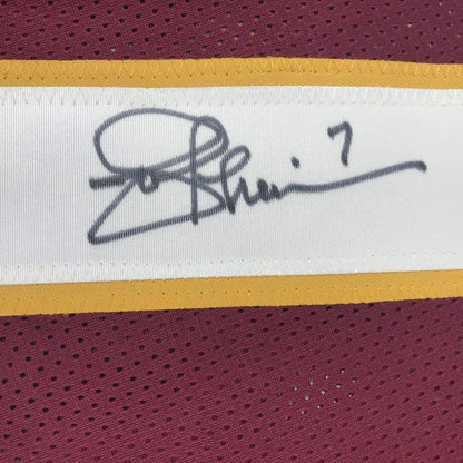 Framed Autographed/Signed Joe Theismann 33x42 Washington Burgundy Football Jersey Beckett BAS COA