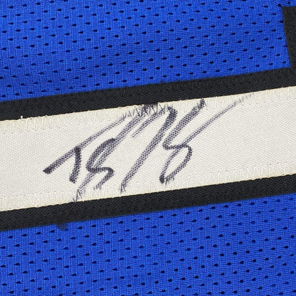 Framed Autographed/Signed Dwight Howard 33x42 Orlando Blue Basketball Jersey JSA COA