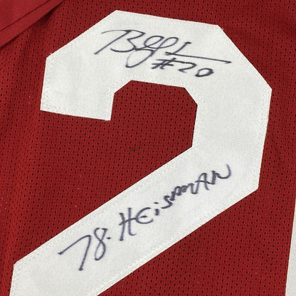 Framed Autographed/Signed Billy Sims 33x42 78 Heisman Oklahoma Maroon College Football Jersey Tristar COA Holo Only