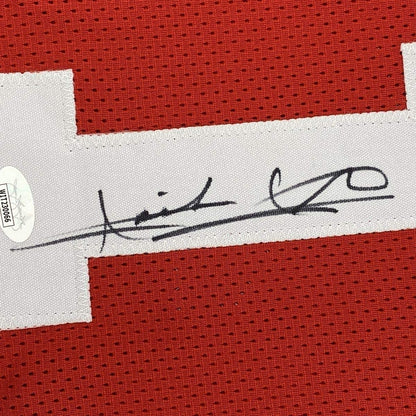 Framed Autographed/Signed Isiah Thomas 33x42 Indiana Red Basketball Jersey JSA COA