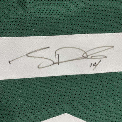 Framed Autographed/Signed Sam Darnold 33x42 New York Green Rookie Football Jersey Beckett BAS COA