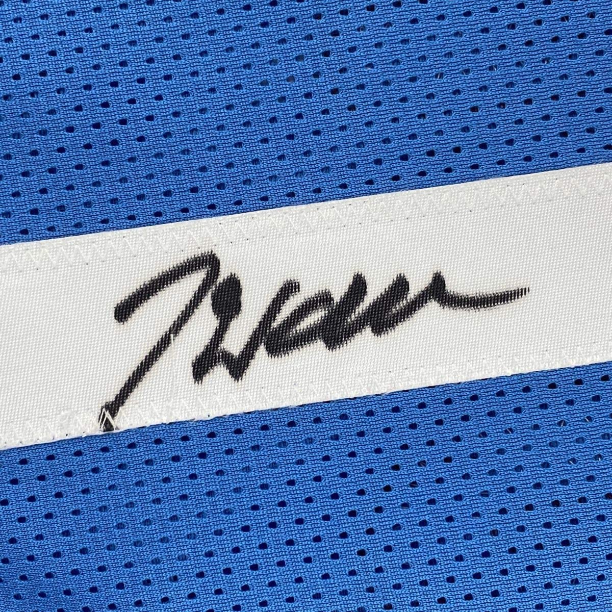 Framed Autographed/Signed John Wall 33x42 Houston Light Blue Basketball Jersey JSA COA