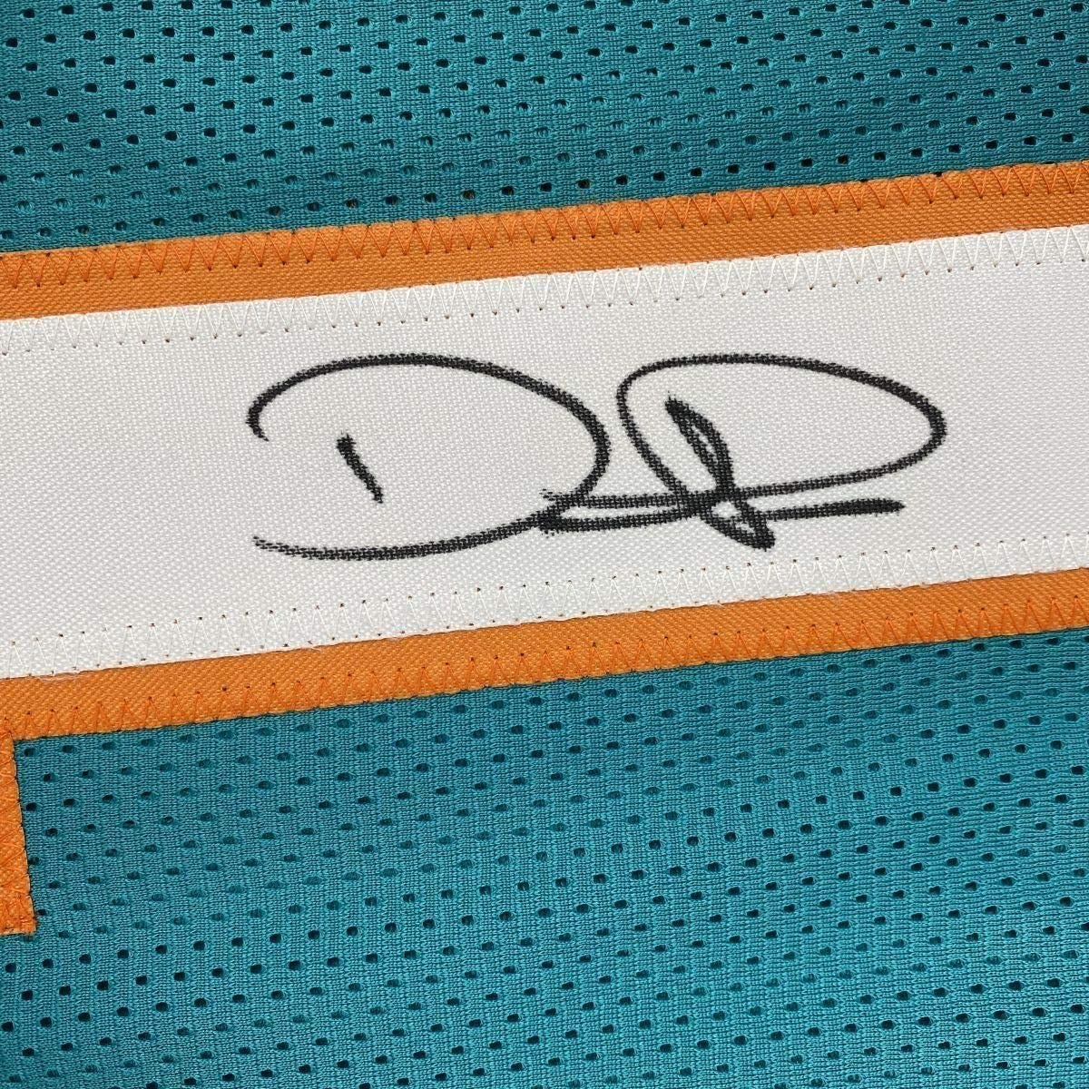 Framed Autographed/Signed Devante Parker 33x42 Miami Retro Teal Football Jersey JSA COA
