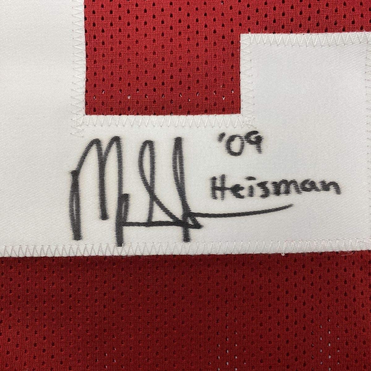 Framed Autographed/Signed Mark Ingram 09 Heisman 33x42 Alabama Red College Football Jersey Beckett BAS COA