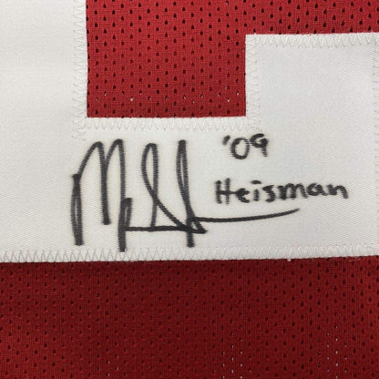 Framed Autographed/Signed Mark Ingram 09 Heisman 33x42 Alabama Red College Football Jersey Beckett BAS COA