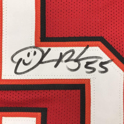 Framed Autographed/Signed Derrick Brooks 33x42 Tampa Bay Red Football Jersey JSA COA