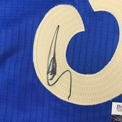 Framed Autographed/Signed Stephen Steph Curry 33x42 Golden State Blue Christmas Day Basketball Jersey JSA COA
