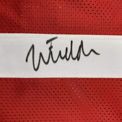 Framed Autographed/Signed Justin Fields 33x42 Ohio State Red College Football Jersey JSA COA