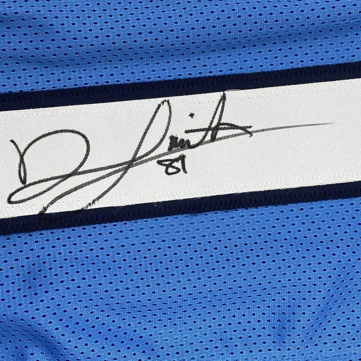 Framed Autographed/Signed Jonnu Smith 33x42 Tennessee Powder Blue Football Jersey Beckett BAS COA