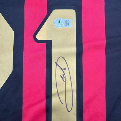 Framed Autographed/Signed Andrea Pirlo 35x39 AC Milan Black/Red Soccer Futbol Jersey Beckett BAS COA
