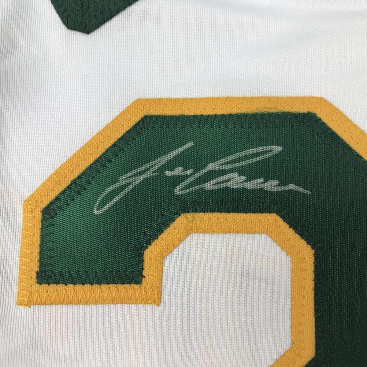 Framed Autographed/Signed Jose Canseco 33x42 Oakland White Baseball Jersey JSA COA