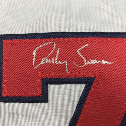 Framed Autographed/Signed Dansby Swanson 33x42 Atlanta Grey Baseball Jersey JSA COA