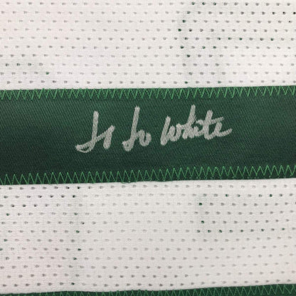 Framed Autographed/Signed Jo Jo JoJo White 33x42 Boston White Basketball Jersey JSA COA
