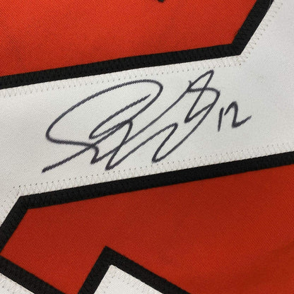 Framed Autographed/Signed Simon Gagne 33x42 Philadelphia Orange Hockey Jersey JSA COA