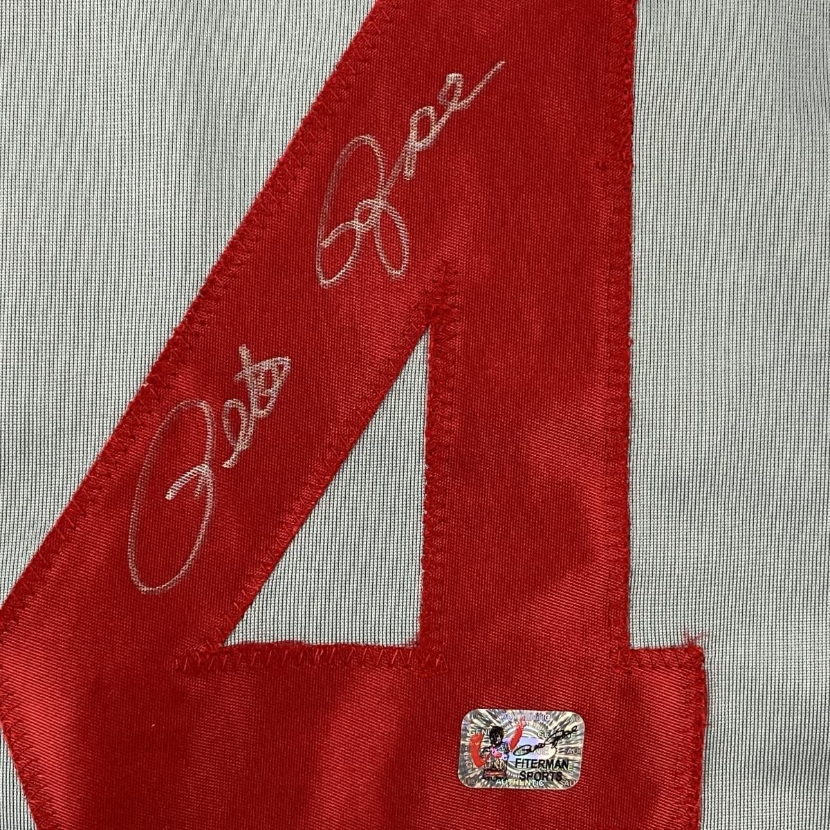 Framed Autographed/Signed Pete Rose 33x42 Cincinnati Grey Baseball Jersey Athlete Hologram COA Holo