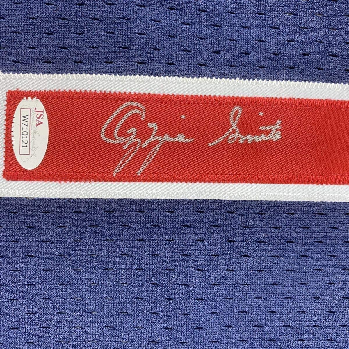 Framed Autographed/Signed Ozzie Smith 33x42 St. Louis Blue M&N Baseball Jersey JSA COA